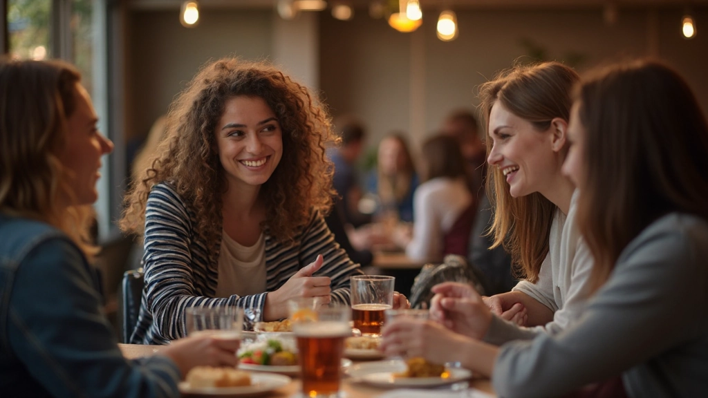 Diverse expat group having Dutch conversation at social meetup event