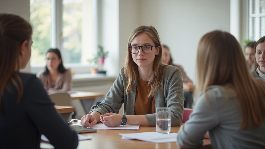 Student successfully speaking Dutch in classroom setting