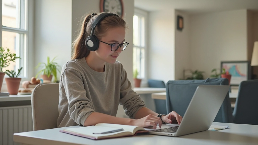 Student die Nederlands leert met moderne online platform en interactieve lessen